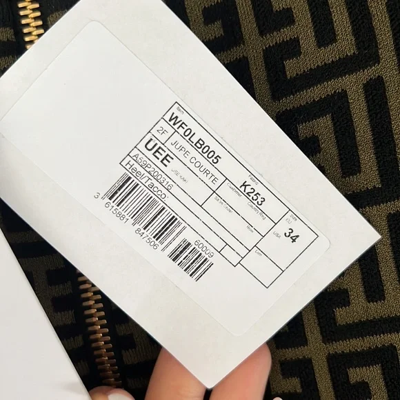 BALMAIN monogram knit skirt army green size 34 - Picture 4 of 5